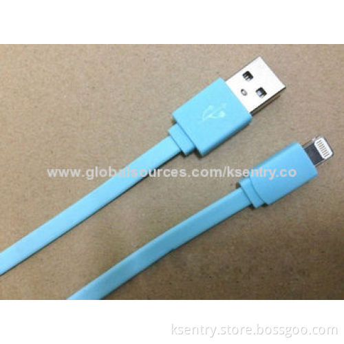 Flat Noodle TPE Material Top Quality USB Data Cables for iPhone